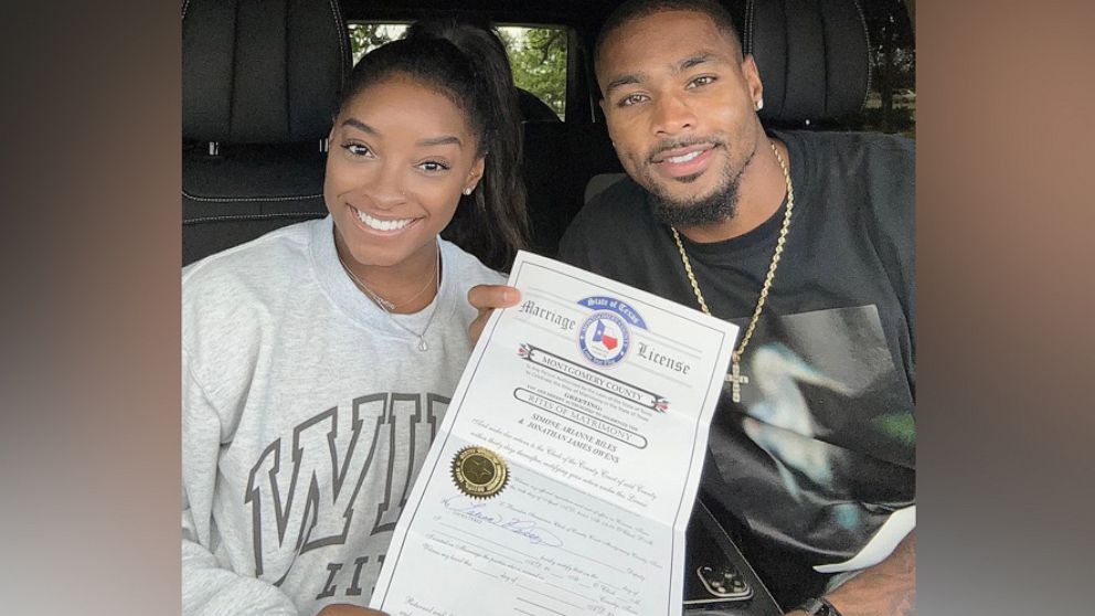 Simone Biles and her fiance Jonathan Owens show off marriage license ahead of big day Good