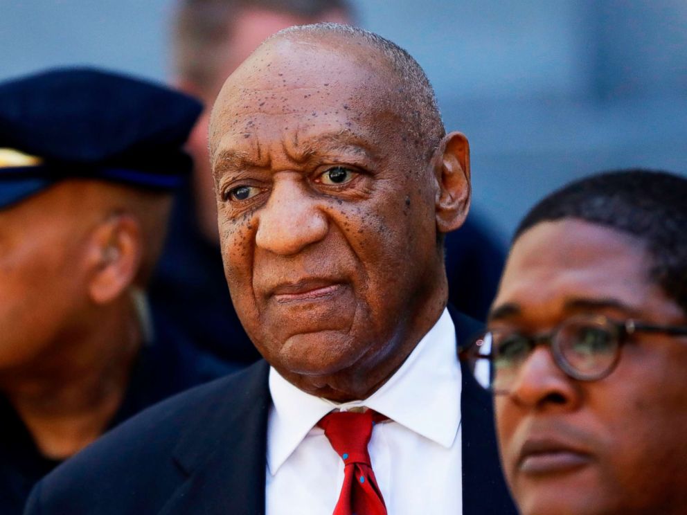 PHOTO: In this April 26, 2018 file photo, Bill Cosby, center, leaves the the Montgomery County Courthouse in Norristown, Pa.