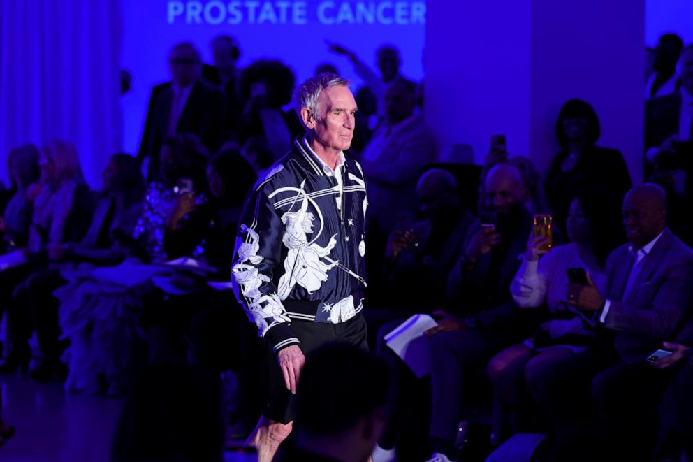 PHOTO: Bill Nye walks the runway wearing Thom Browne during the 9th Annual Blue Jacket Fashion Show on Feb. 04, 2025 in New York City.