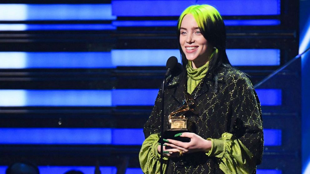 PHOTO: Singer-songwriter Billie Eilish accepts the award for Song Of The Year for "Bad Guy" during the 62nd Annual Grammy Awards on Jan. 26, 2020, in Los Angeles.