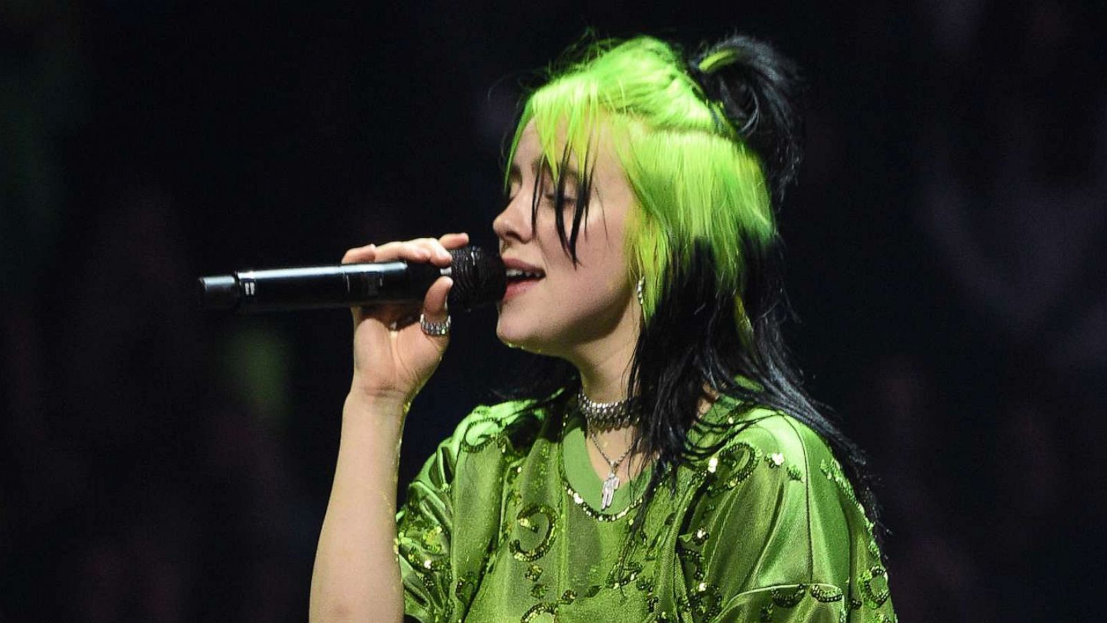 PHOTO: In this March 9, 2020, file photo, Billie Eilish performs live on stage in Miami.