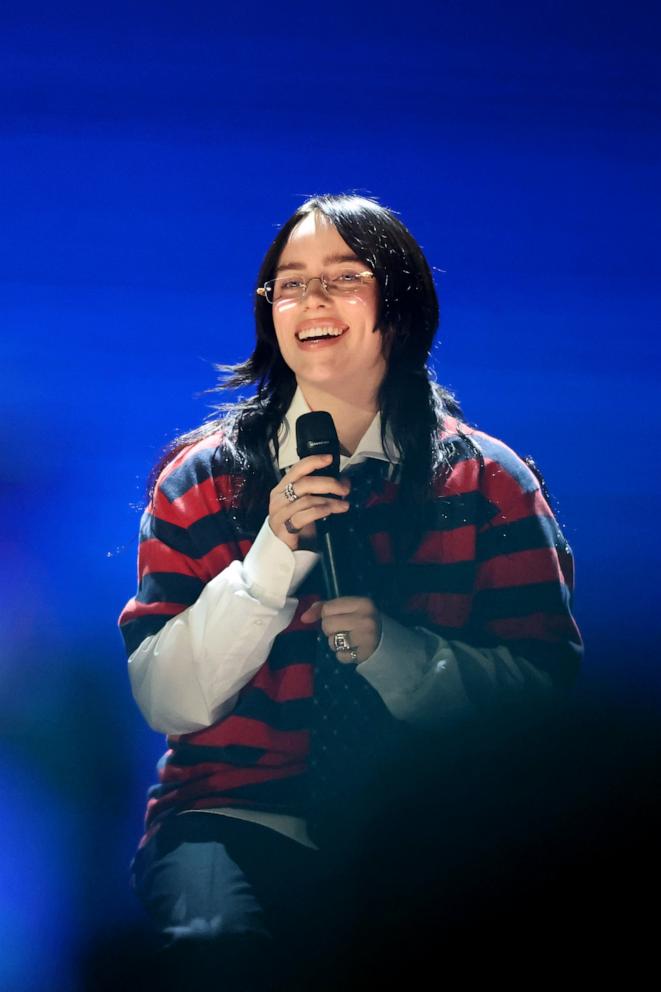 PHOTO: Billie Eilish performs onstage during the FIREAID Benefit Concert for California Fire Relief at Intuit Dome on Jan. 30, 2025 in Inglewood, California. 