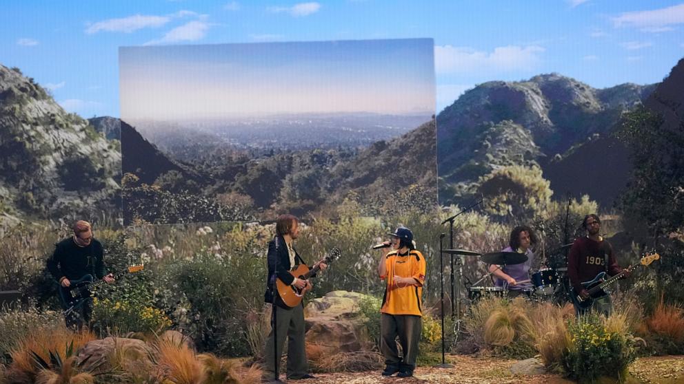 PHOTO: Finneas O'Connell, left, and Billie Eilish perform "Birds of a Feather" during the 67th annual Grammy Awards on Feb. 2, 2025, in Los Angeles.
