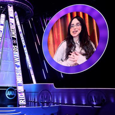 PHOTO: Billie Eilish gives acceptance speech for the Artist of the Year award virtually at the 2025 American Music Awards, in Las Vegas, Nevada, May 26, 2025.