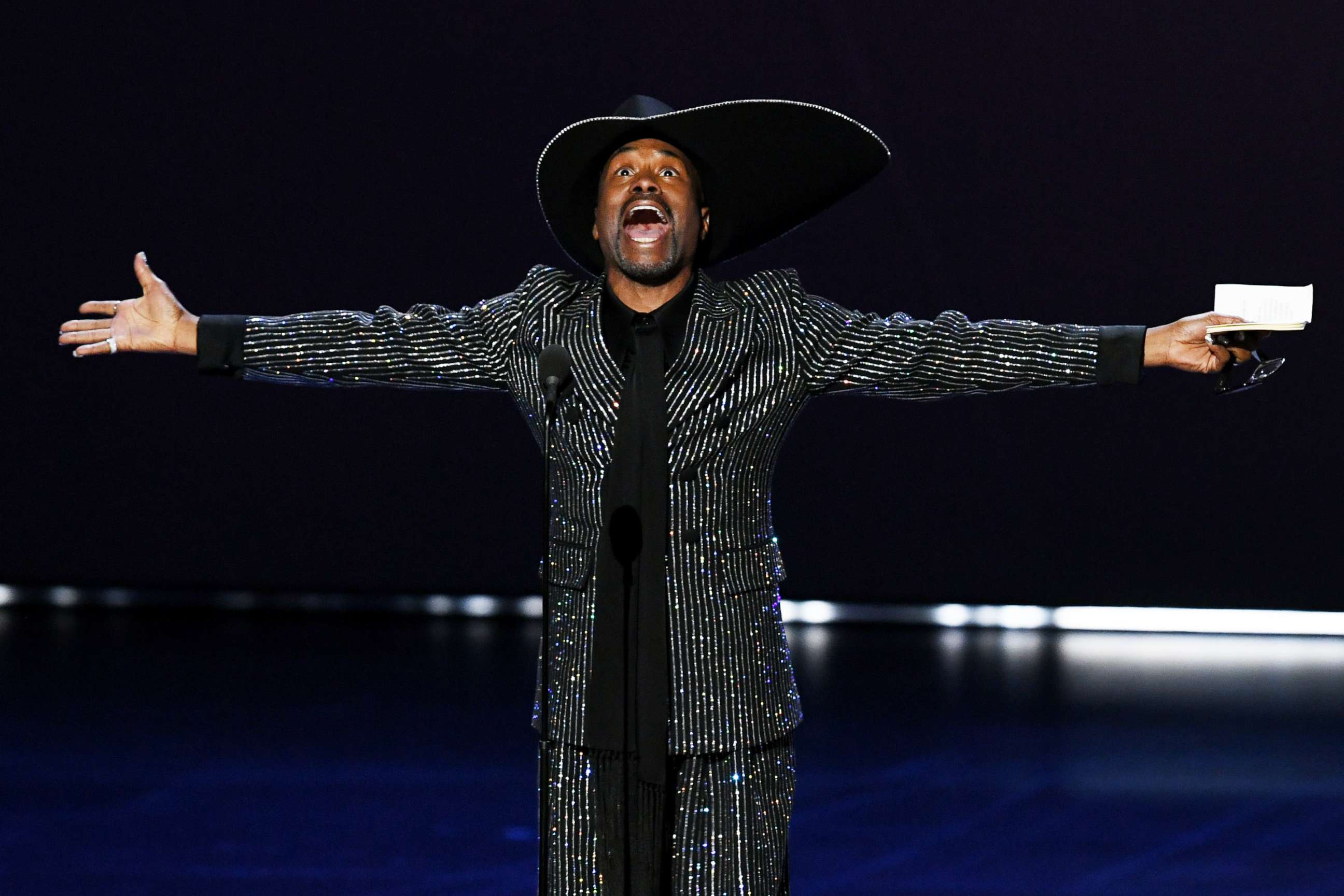 PHOTO: Billy Porter accepts the Outstanding Lead Actor in a Drama Series award for 'Pose' onstage during the 71st Emmy Awards at Microsoft Theater on September 22, 2019 in Los Angeles, California.