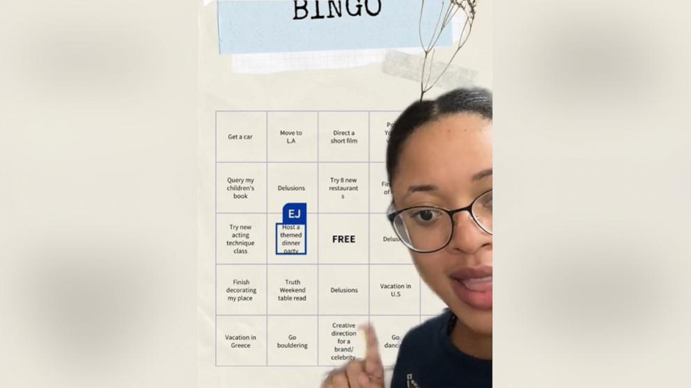 PHOTO: Erin Jones shares on TikTok how to make a goal bingo board for New Year's resolutions.