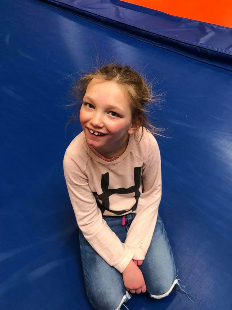 PHOTO: Birkley, 11, has cerebral palsy and spent most of her life walking on her knees but recently took her first steps in a now-viral video.