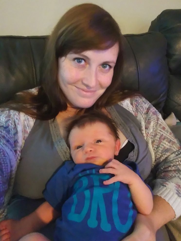 PHOTO: Emily Johnson holds her newborn son Thomas.