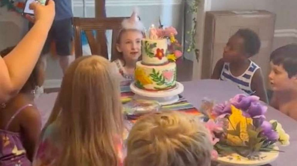 PHOTO: Charlotte's eighth birthday party was not only her first birthday party, but a special and memorable one thanks to the kindness of online strangers and her local community.