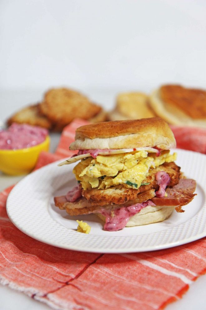 PHOTO: Chop Happy food blogger Jay Goldstein's Ultimate Leftover Ham, Egg and Potato Biscuit Sandwich is seen here.