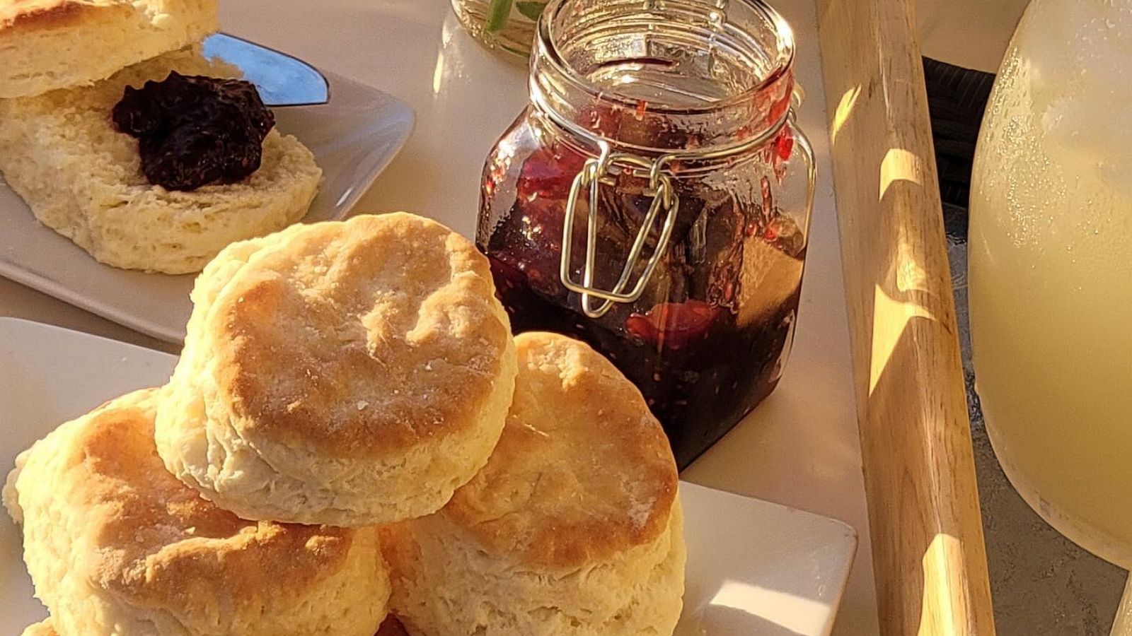 PHOTO: A plate of biscuits and jam.