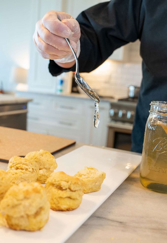 PHOTO: Lemonade-infused jam drizzled on homemade biscuits.