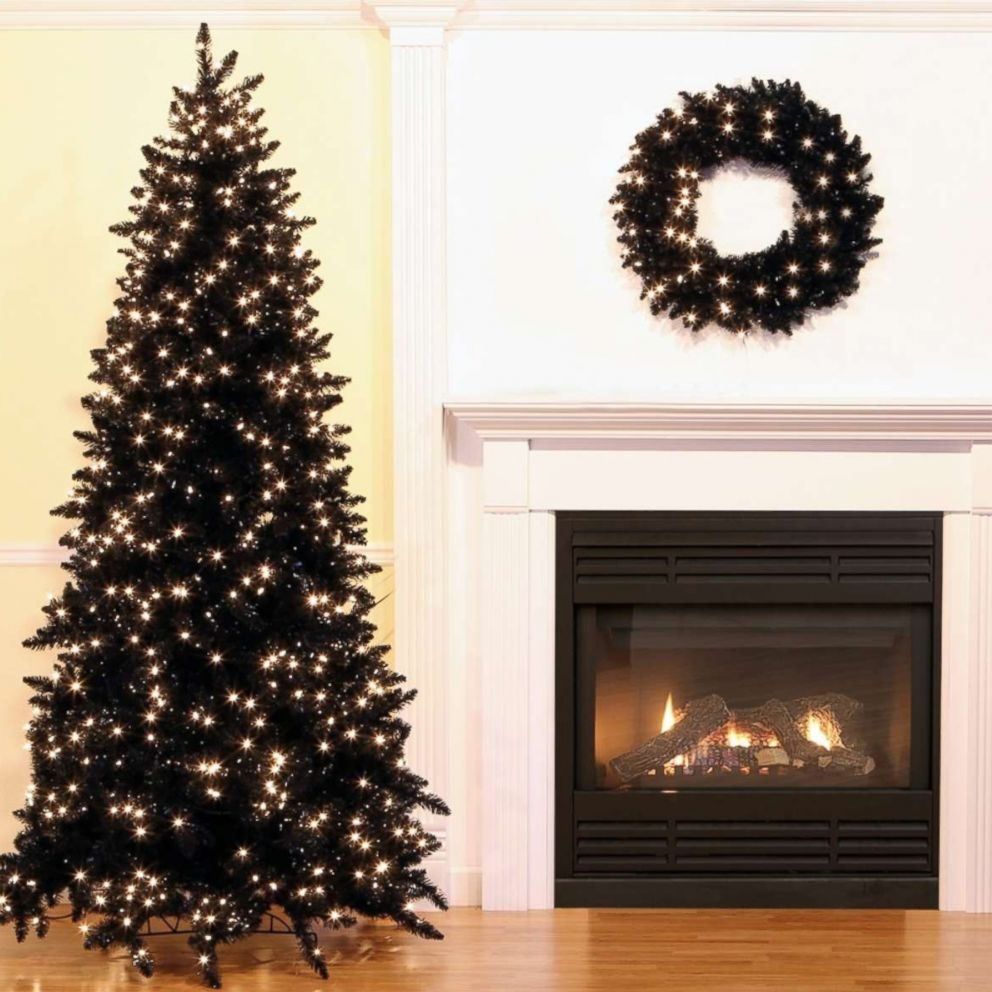 Black decorated deals christmas tree