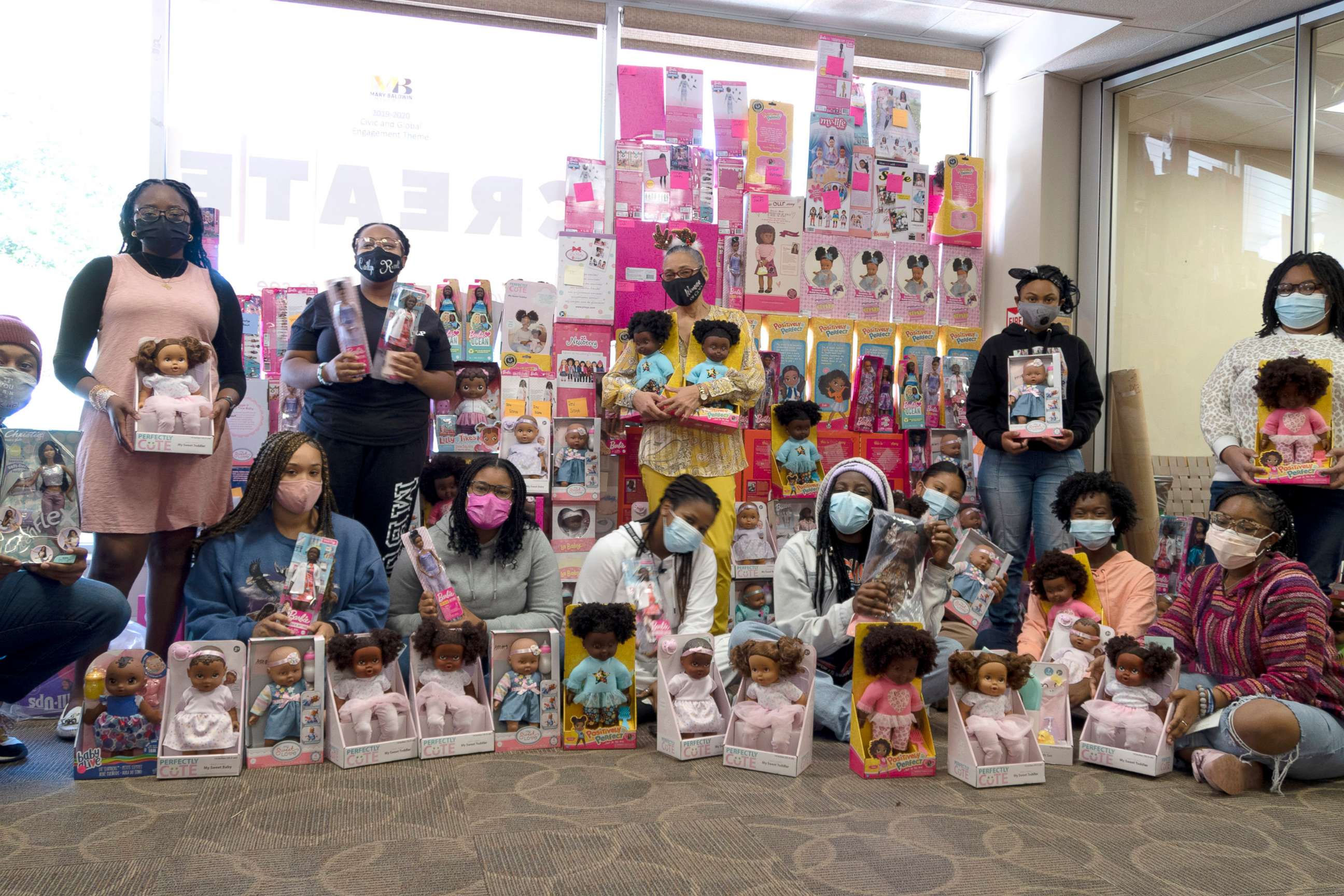 PHOTO: Students at Mary Baldwin University in Staunton, Va., donated hundreds of Black dolls to girls for Christmas.