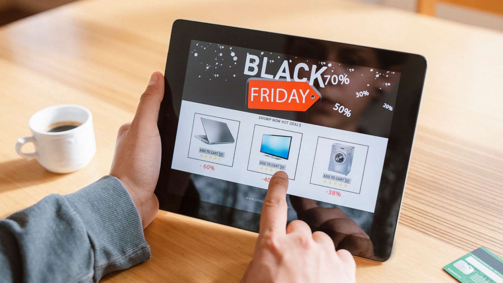 PHOTO: An undated stock photo depicts a person shopping online for Black Friday sales.