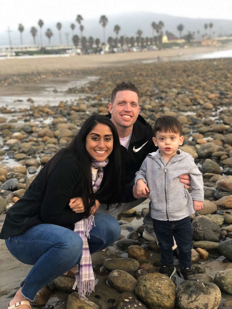 PHOTO: Sgt. Justin Pletcher, 39, of the Columbia Heights Police Department in Columbia Heights, Minnesota, is seen with his wife Talia and their son, Maverick.