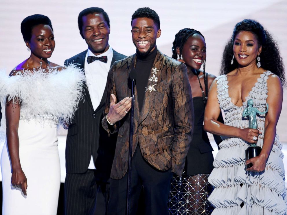 PHOTO: The cast of Black Panther accepts outstanding performance by a cast in a motion picture during the 25th annual Screen Actors Guild awards at the Shrine Auditorium, Jan. 27, 2019, in Los Angeles.