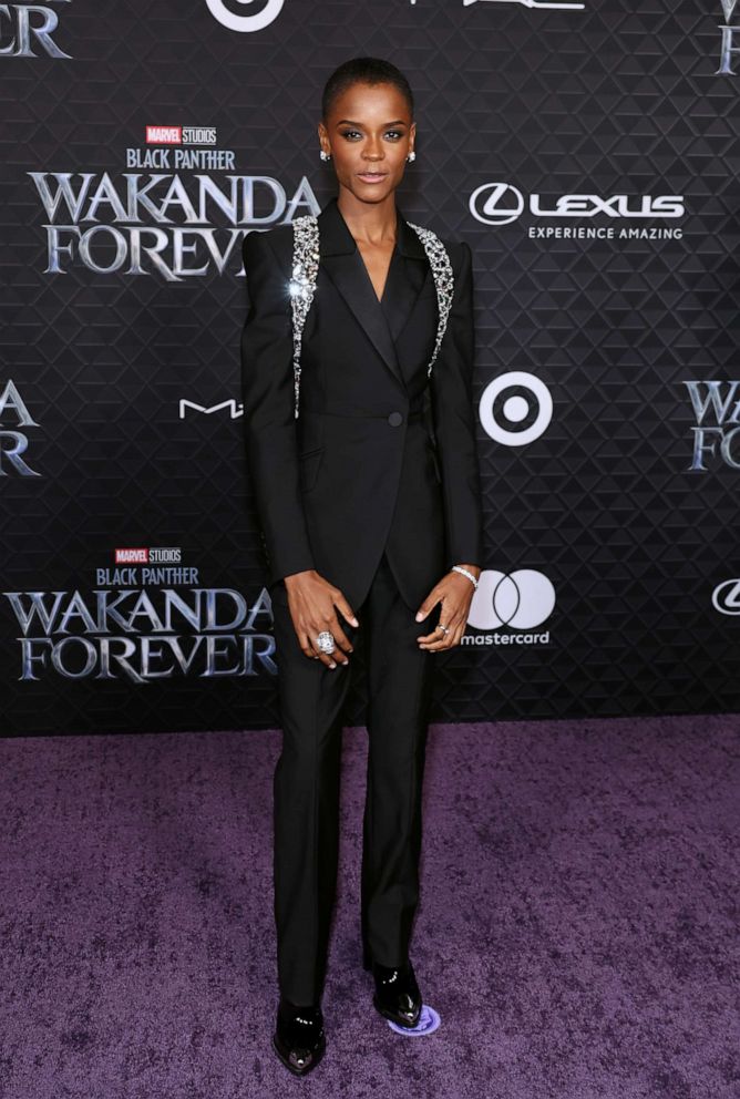 PHOTO: Letitia Wright attends Marvel Studios' "Black Panther: Wakanda Forever" premiere at Dolby Theatre on Oct. 26, 2022 in Hollywood, Calif.