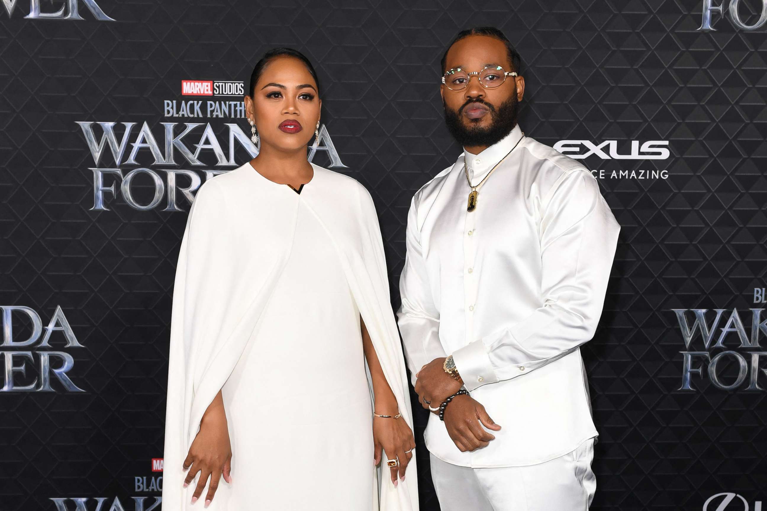 PHOTO: Director Ryan Coogler, right, arrives for the world premiere of Marvel Studios' "Black Panther: Wakanda Forever" at the Dolby Theatre in Hollywood, Calif., on Oct. 26, 2022.
