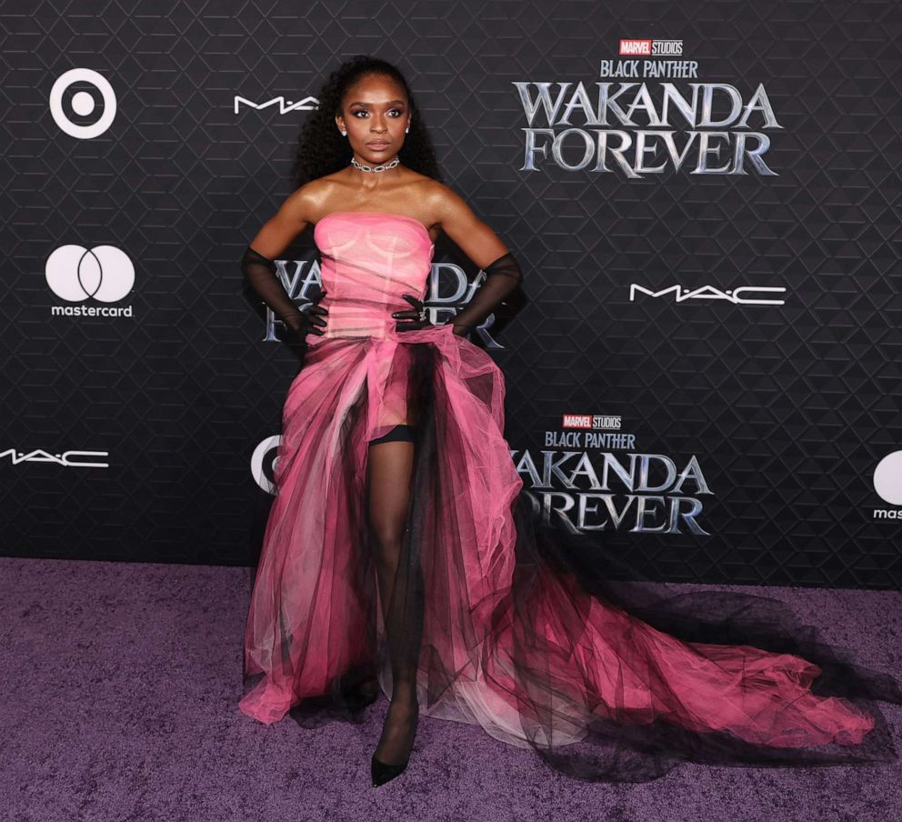 PHOTO: Dominique Thorne attends Marvel Studios' "Black Panther: Wakanda Forever" premiere at Dolby Theatre on Oct. 26, 2022 in Hollywood, Calif.