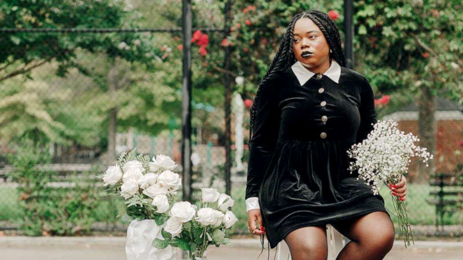 Influencer transforms into 'Black Wednesday Addams' for Instagram