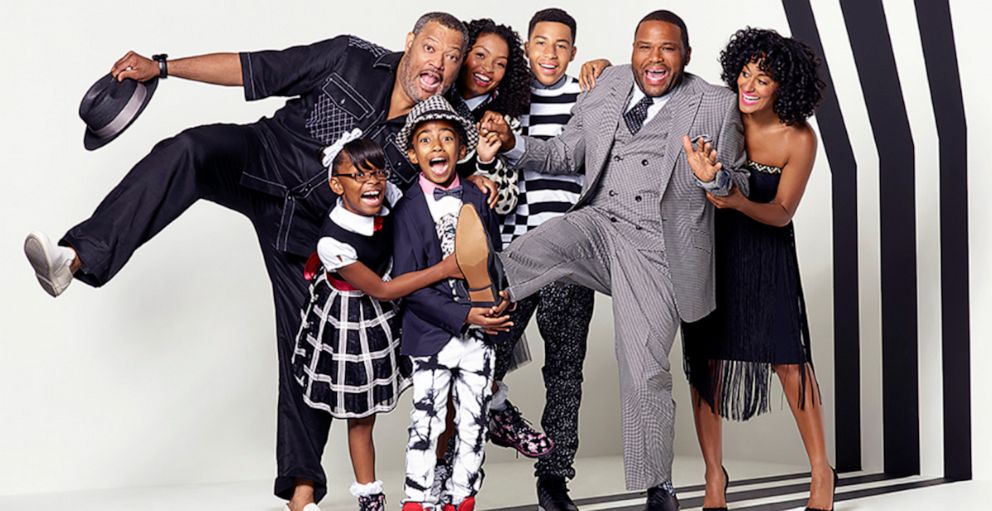 PHOTO: ABC's "black-ish" stars in 2015, Marsai Martin, Miles Brown, Yara Shahidi, Marcus Scribner, Anthony Anderson, Tracee Ellis Ross, and special guest star, Laurence Fishburne.