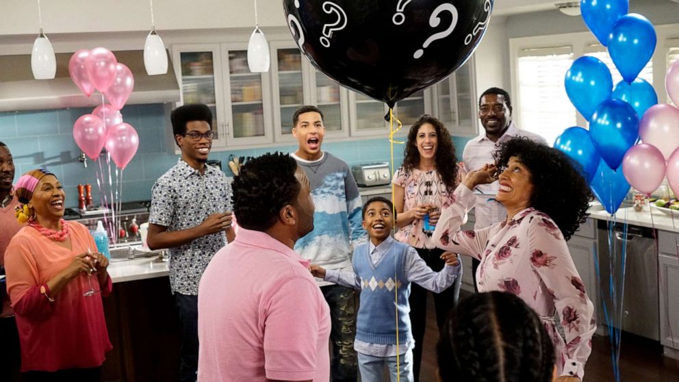 PHOTO: Characters attend a gender reveal party on a 2016 episode of the ABC show, "Black-ish."
