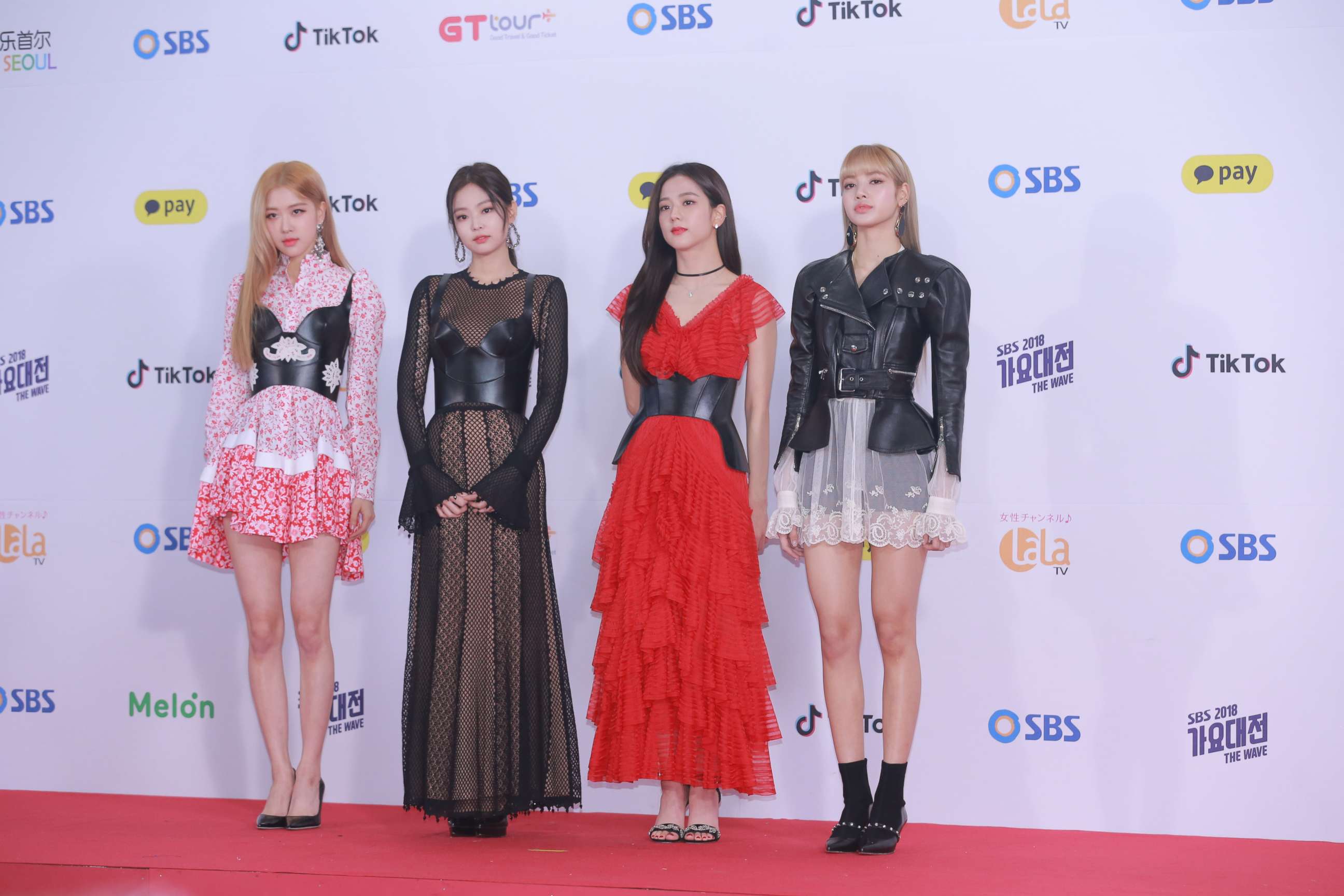 PHOTO: Members of South Korean girl group BlackPink attend a singing competition on Dec. 25, 2018 in Seoul, South Korea.
