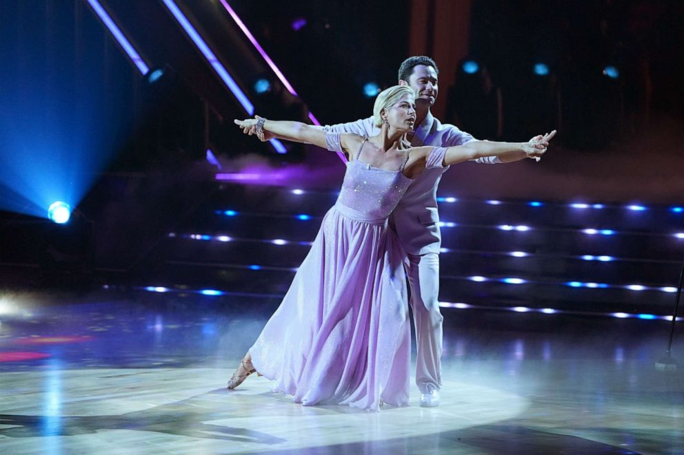 PHOTO: Selma Blair and Sasha Farber perform during an episode of "Dancing with the Stars" that aired Sept. 19, 2022. 