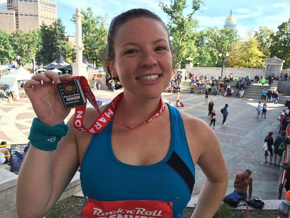 PHOTO: Blair Shiff poses with her medal after she completed the 2015 Rock 'N' Roll Half Marathon in Denver.