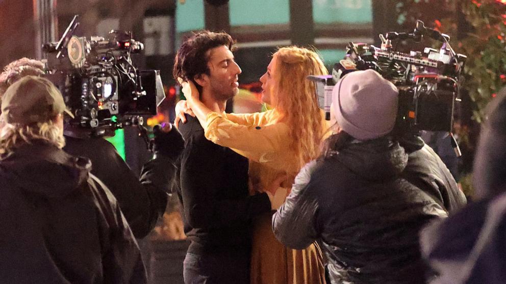 PHOTO: In this Jan. 12, 2024, file photo, Justin Baldoni and Blake Lively are seen on the set of "It Ends with Us," in Jersey City, New Jersey.