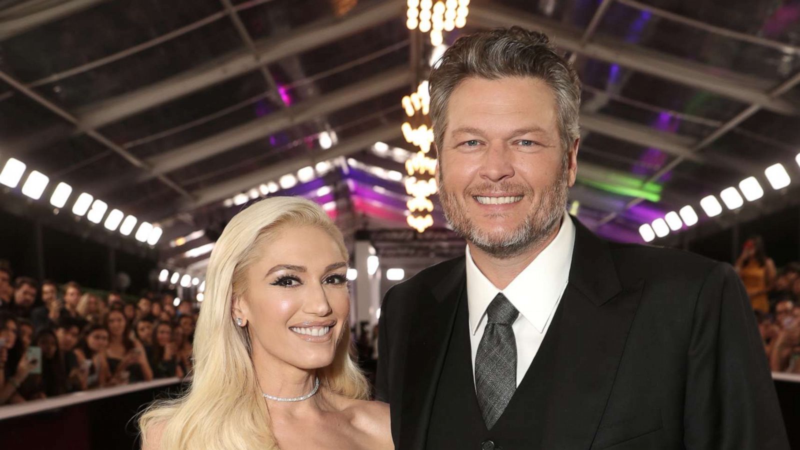 PHOTO: Gwen Stefani and Blake Shelton arrive to the, "E! People's Choice Awards" in Santa Monica, Calif., Nov. 10, 2019.