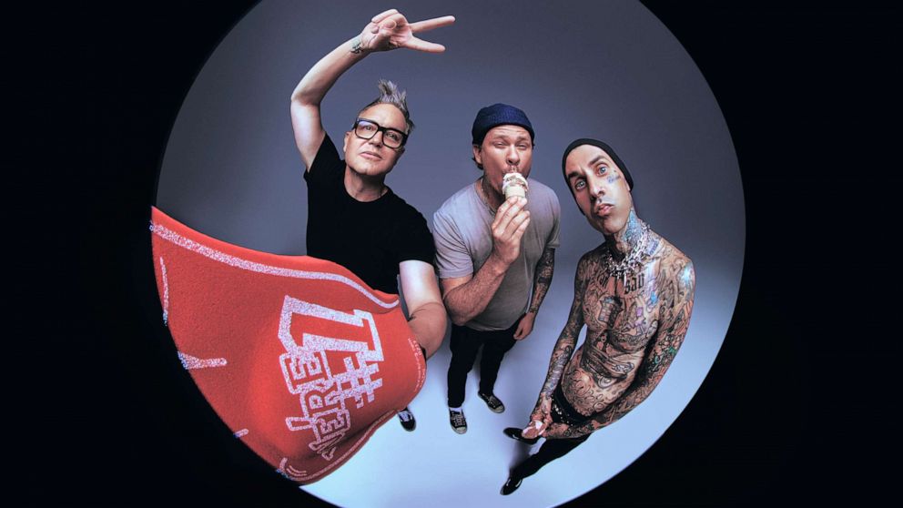 PHOTO: Blink-182 announced their biggest tour ever, with Mark Hoppus, Tom DeLonge and Travis Barker reuniting for the first time in nearly 10 years. 