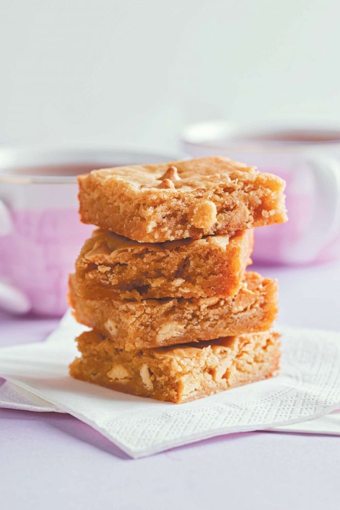 PHOTO: A stack of blondies from the new Disney Princess tea cookbook.