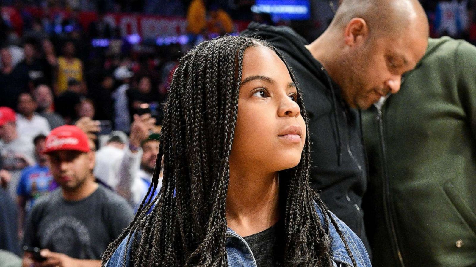 PHOTO: In this March 08, 2020, file photo, Blue Ivy Carter attends a basketball game between the Los Angeles Clippers and the Los Angeles Lakers at Staples Center in Los Angeles.