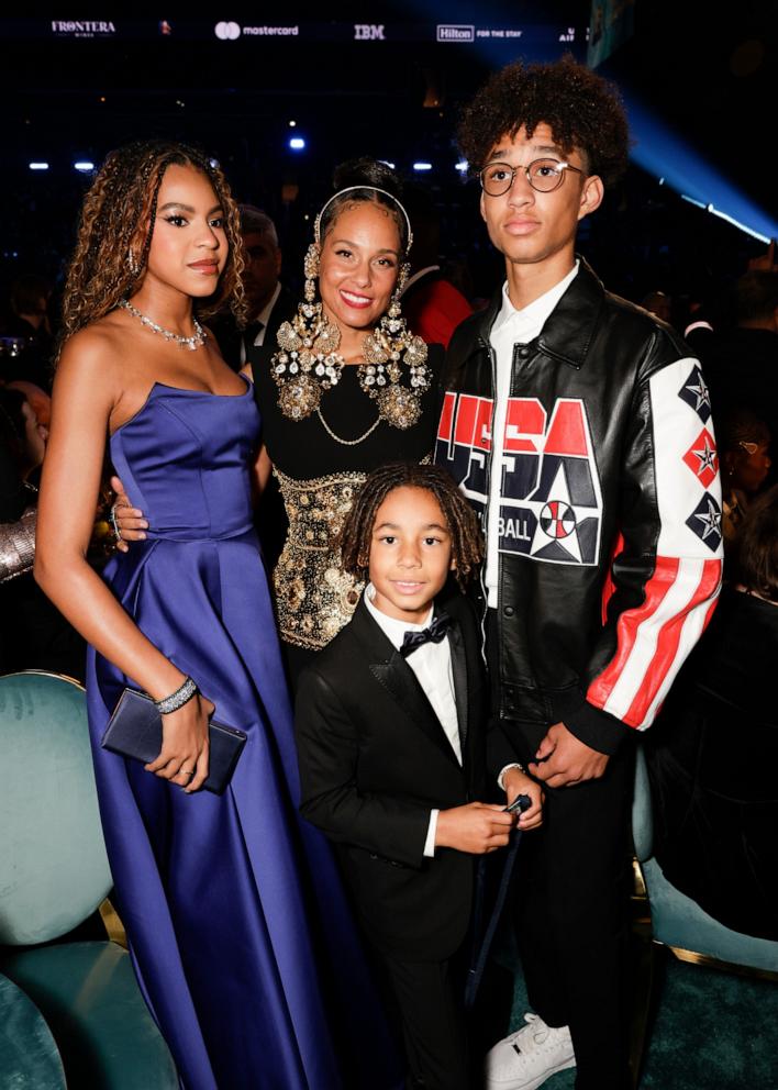 PHOTO: Blue Ivy Carter, and Alicia Keys with her sons Egypt Daoud and Genesis Ali at The 67th Annual Grammy Awards in Los Angeles, Feb. 2, 2025.