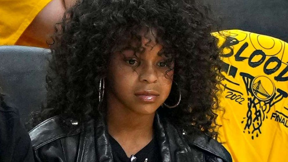 PHOTO: Blue Ivy Carter look on during the second quarter of Game Five of the 2022 NBA Finals between the Boston Celtics and the Golden State Warriors at Chase Center on June 13, 2022 in San Francisco, Calif.