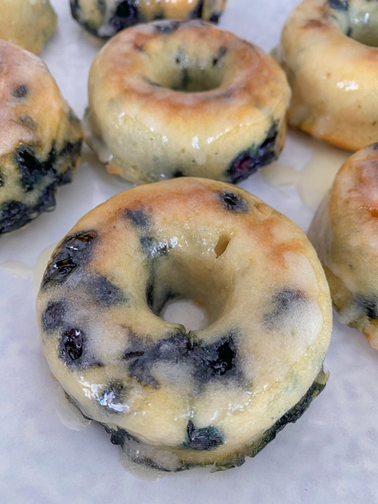 PHOTO: A vegan and gluten-free baked blueberry doughnut.