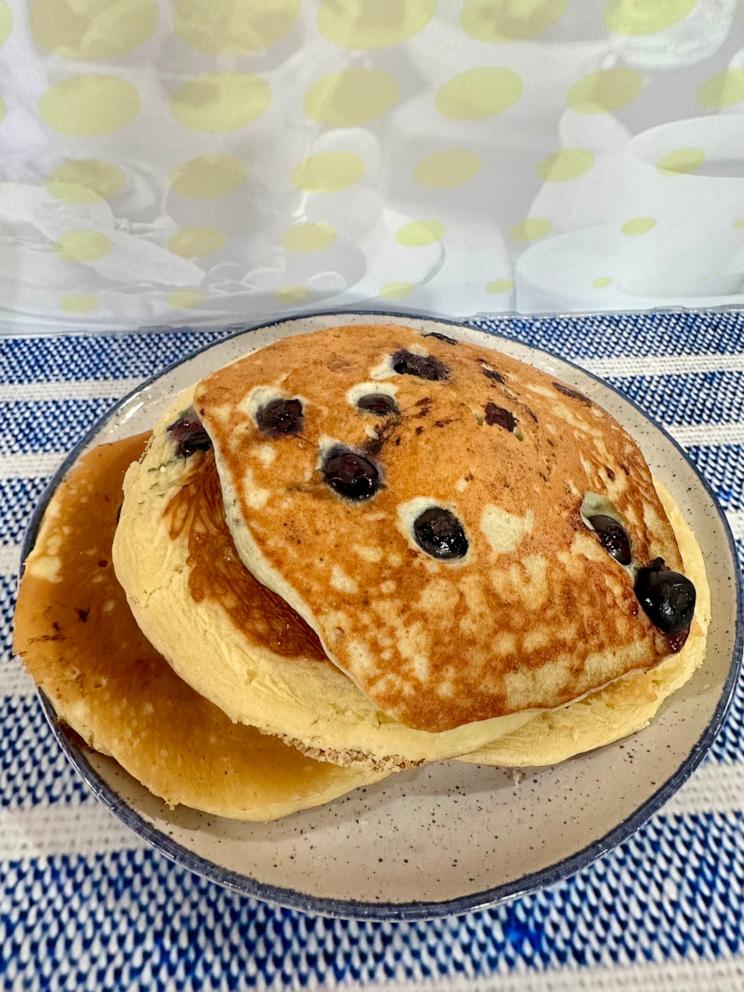 PHOTO: A stack of blueberry pancakes.
