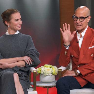 PHOTO: Emily Blunt and Stanley Tucci who star in The Devil Wears Prada 2, appear of Good Morning America, April 28, 2026.