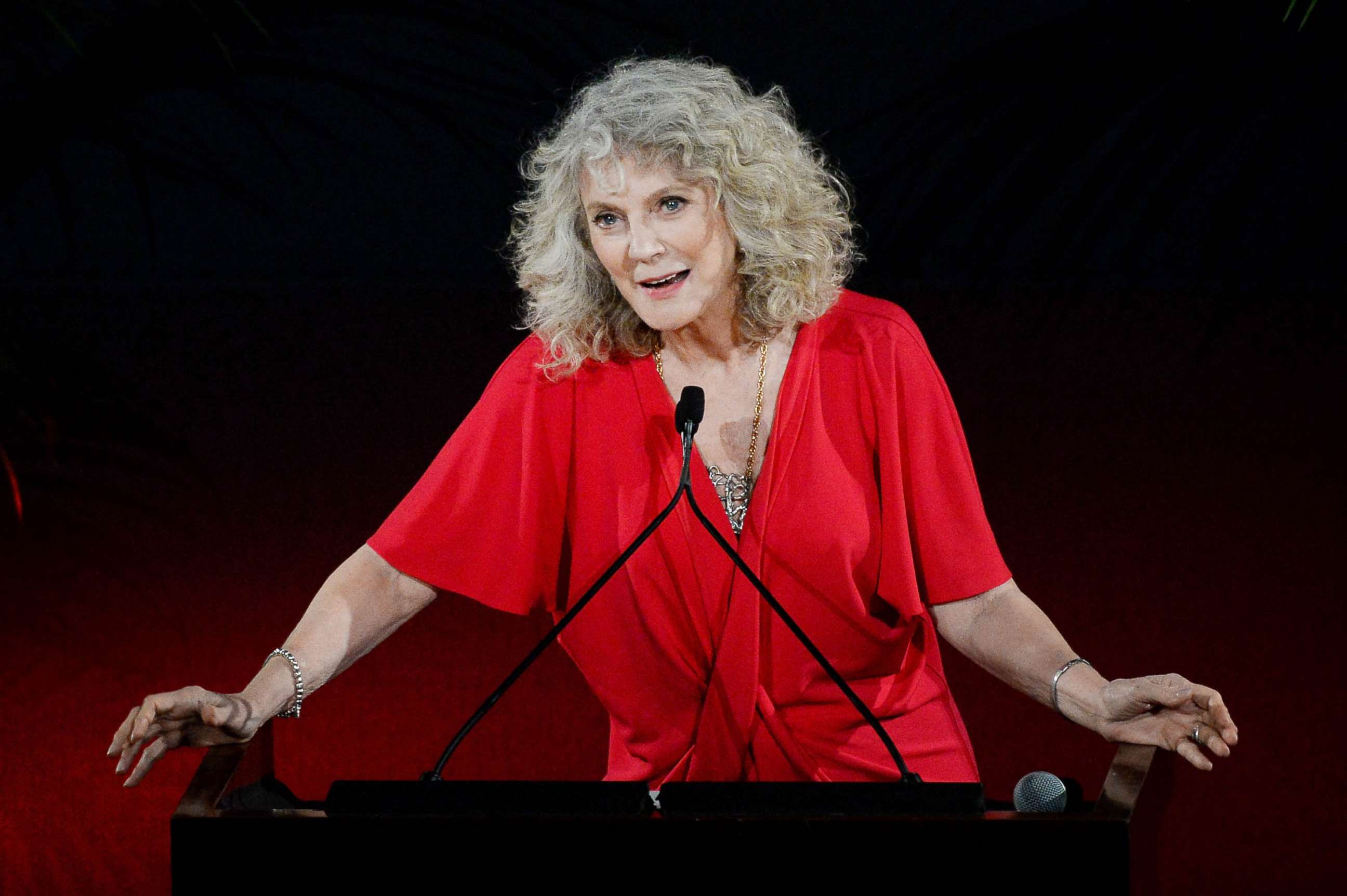 PHOTO: Actress Blythe Danner speaks onstage during the 25th annual EMA Awards at Warner Bros. Studios, Oct. 24, 2015 in Burbank, California. 