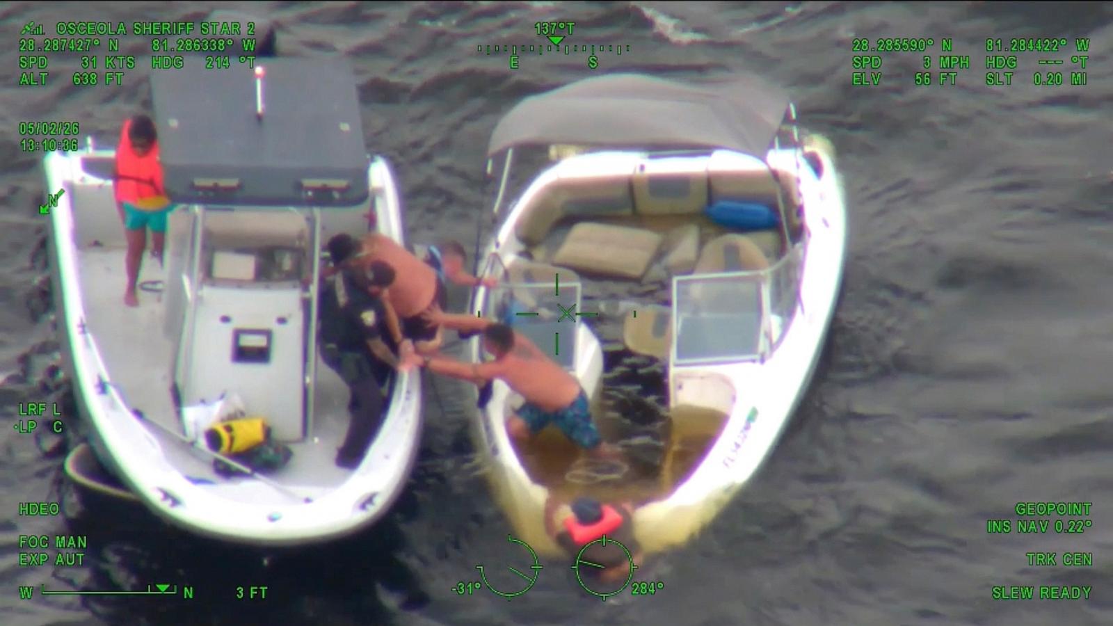 PHOTO: People are rescued from a boat on East Lake Tohopekaliga in St. Cloud, Fla., May 2, 2026.