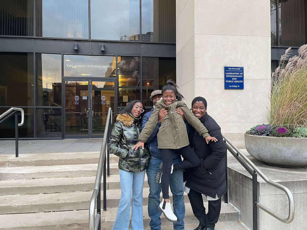 PHOTO: Bobbi Wilson and family pose outside of Yale University's School of Public Health