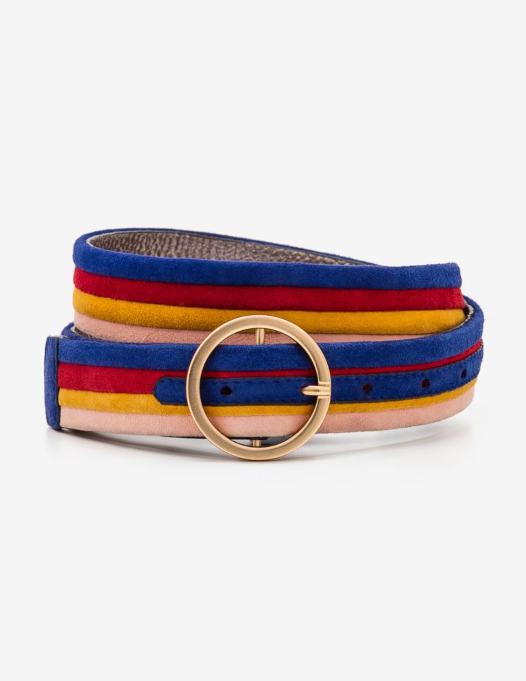 PHOTO: Belts are everywhere this fall. Style Hint: Pair this rainbow number against white or black to make the colors pop. Watch as it transforms your classic white shirt and jeans, or takes center stage with head-to-toe black.