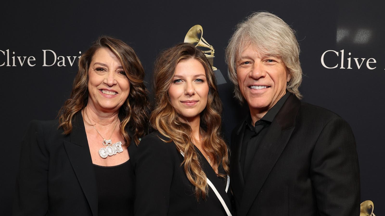 PHOTO:Dorothea Hurley, Stephanie Rose Bongiovi, and Jon Bon Jovi attend the Pre-GRAMMY Gala & GRAMMY Salute to Industry Icons Honoring Jon Platt at The Beverly Hilton on Feb. 3, 2024 in Los Angeles.