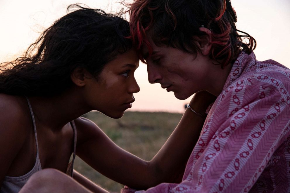 PHOTO: Taylor Russell as Maren and Timothe Chalamet as Lee star in "Bones And All," a Metro Goldwyn Mayer Pictures film.