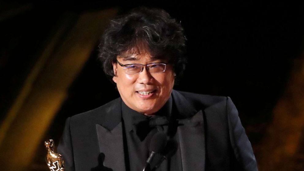 PHOTO: Bong Joon Ho wins the Oscar for Best Original Screenplay for "Parasite" at the 92nd Academy Awards in Hollywood, Calif., Feb. 9, 2020.