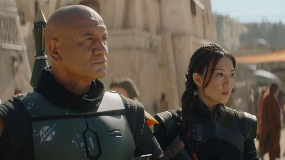PHOTO: Temura Morrison is Boba Fett and Ming-Na Wen is Fennec Shand in "The Book of Boba Fett," on Disney+.