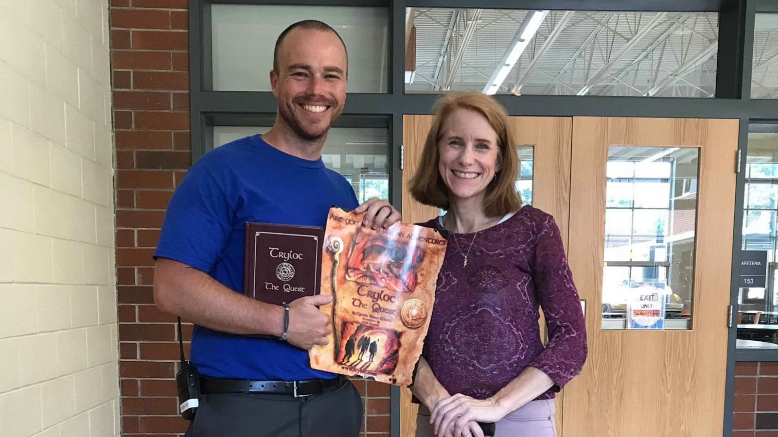 PHOTO: Pleasant Ridge Elementary School Principal Glenn Cook poses for an undated photo with Cynthia Martin, a supporter of book initiative, in Gastonia, N.C.