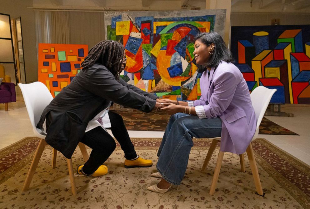 PHOTO: "The View" co-host Whoopi Goldberg and Chadwick Boseman's widow, Simone Ledward Boseman, sit down for a conversation more than two years after Boseman's death.